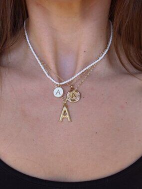 A Initial Gold  Necklace Trio Bundle